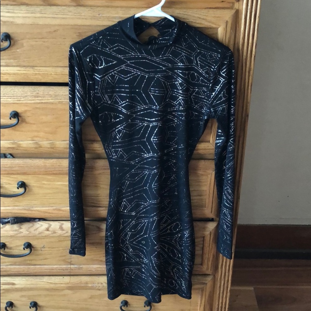 Black and gold sparkly dress.